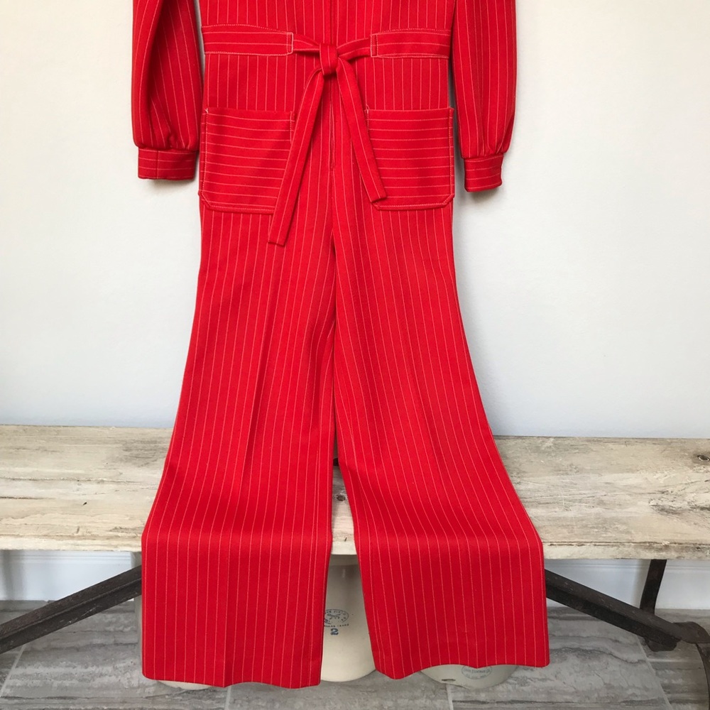 Strait Lane Vintage Red Stripe Jumpsuit 60s 70s Size 8 - Picture 5 of 11